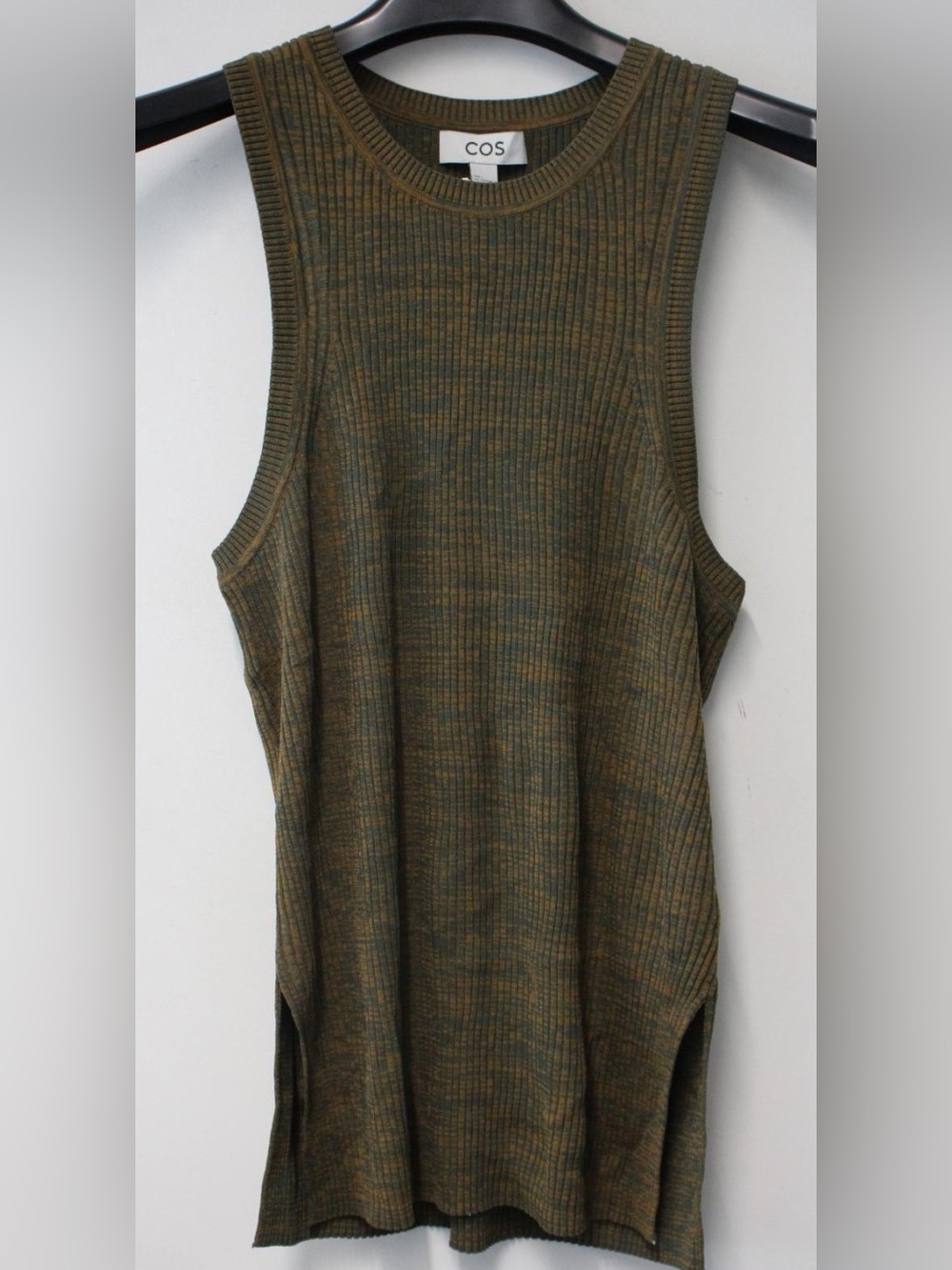 COS Ladies Olive Brown Stretch Ribbed Sleeveless Knit Tank